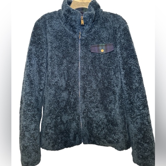 Pendleton Women's Navy Sherpa Jacket Plaid Trim Detail Size L - Picture 4 of 16